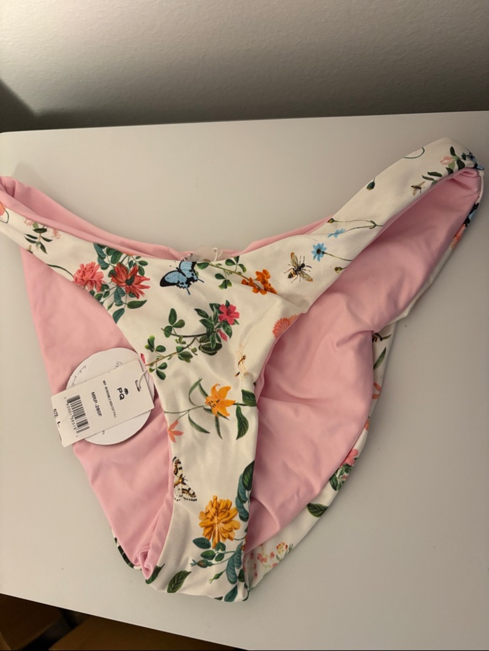 NWT [PQ Swim] Mari Reversible Floral/Pink High Cut Swimsuit Bottoms Women's Sz L - Picture 6 of 10